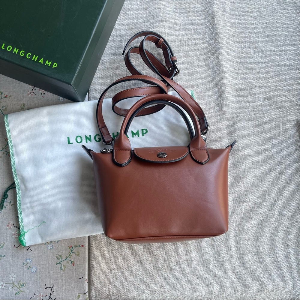 Longchamp Brown Leather Bag with Top Handles - Picture 1 of 11